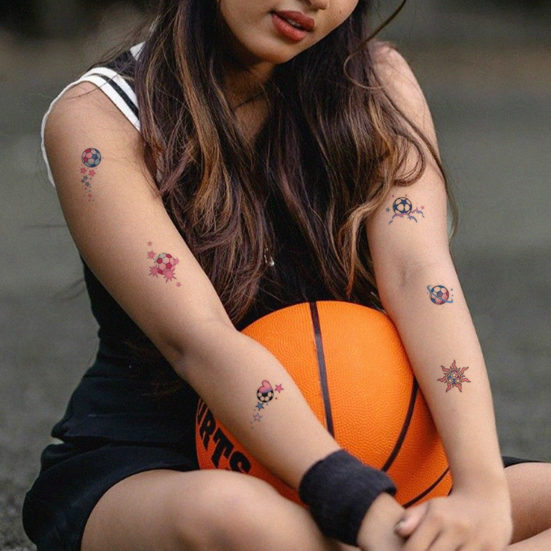 Graffiti Style Football Star Silhouette Crown Football Tattoo Sticker World Cup Party Viewing Waterproof Realistic Face Sticker