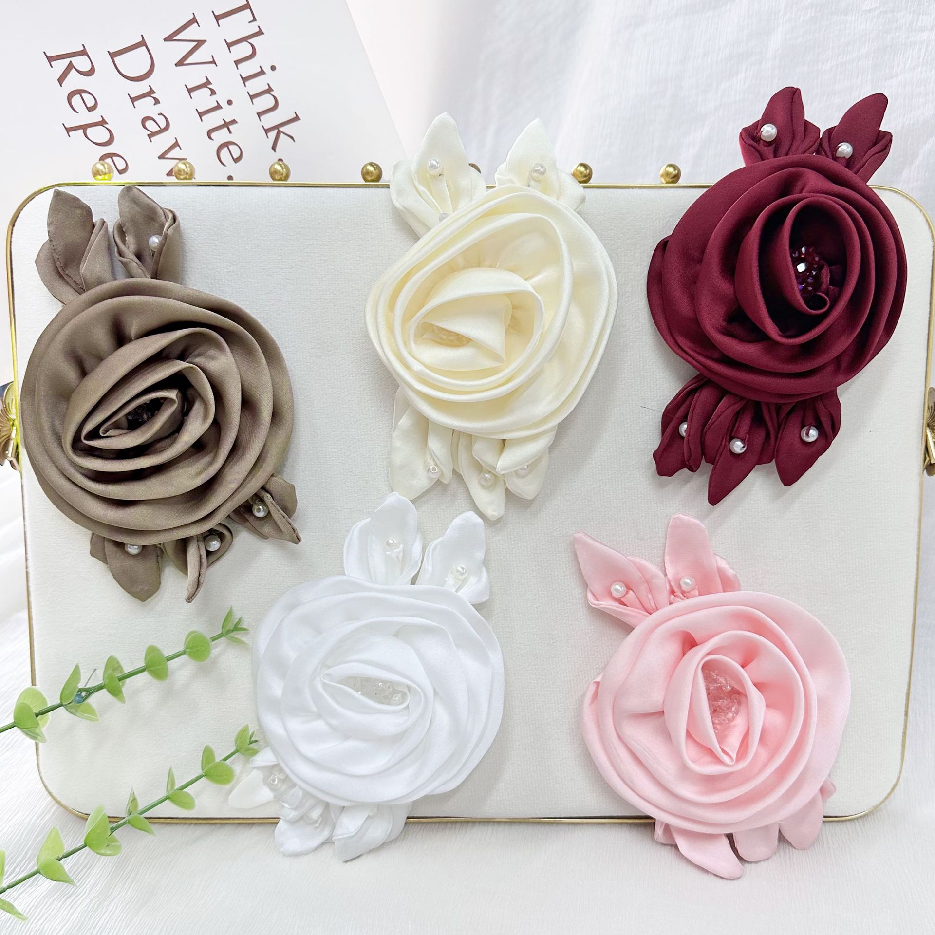 Nuevo tejido rosa ropa de vestir vestido de ropa infantil decoración anillo de cabello accesorios abrazadera de cabello