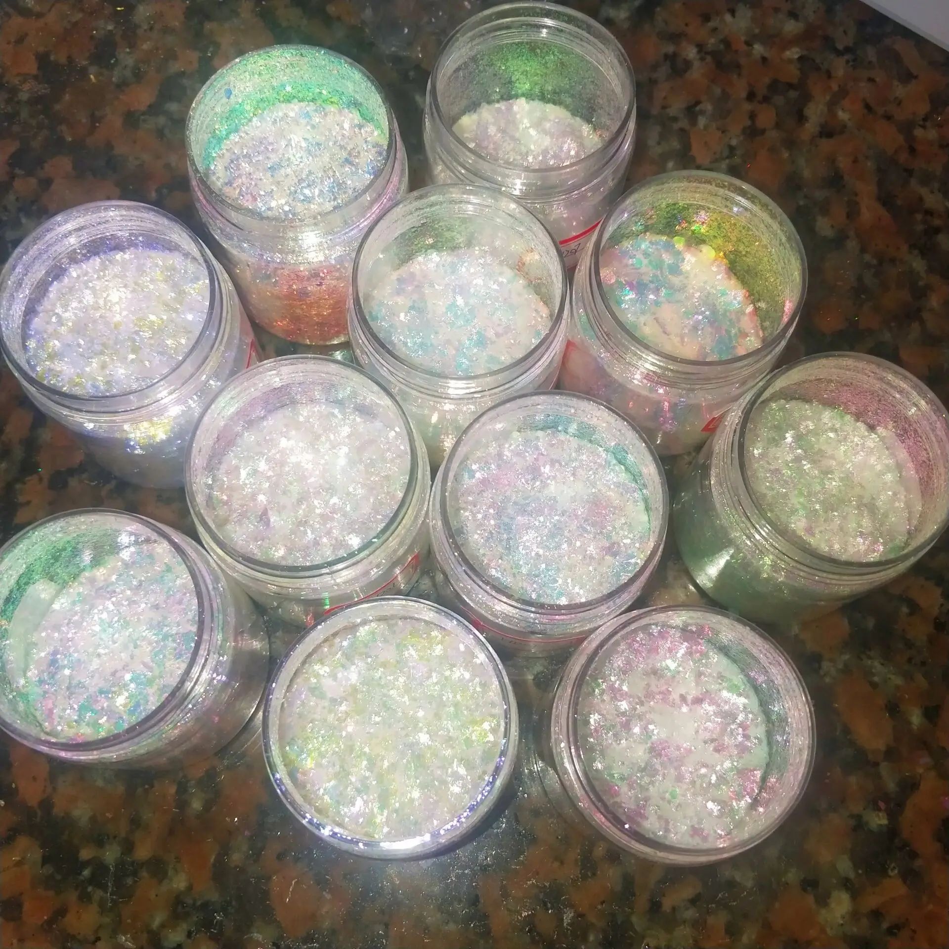 供应耐溶剂指甲油用光学全透明云锦变色龙粗片 欧泊极光闪片1g