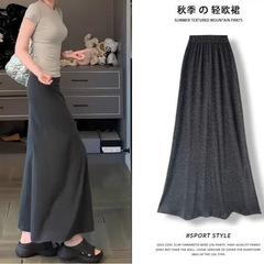 法式灰色包臀糯米半身裙女夏季新款高腰a字伞裙显瘦气质鱼尾裙子