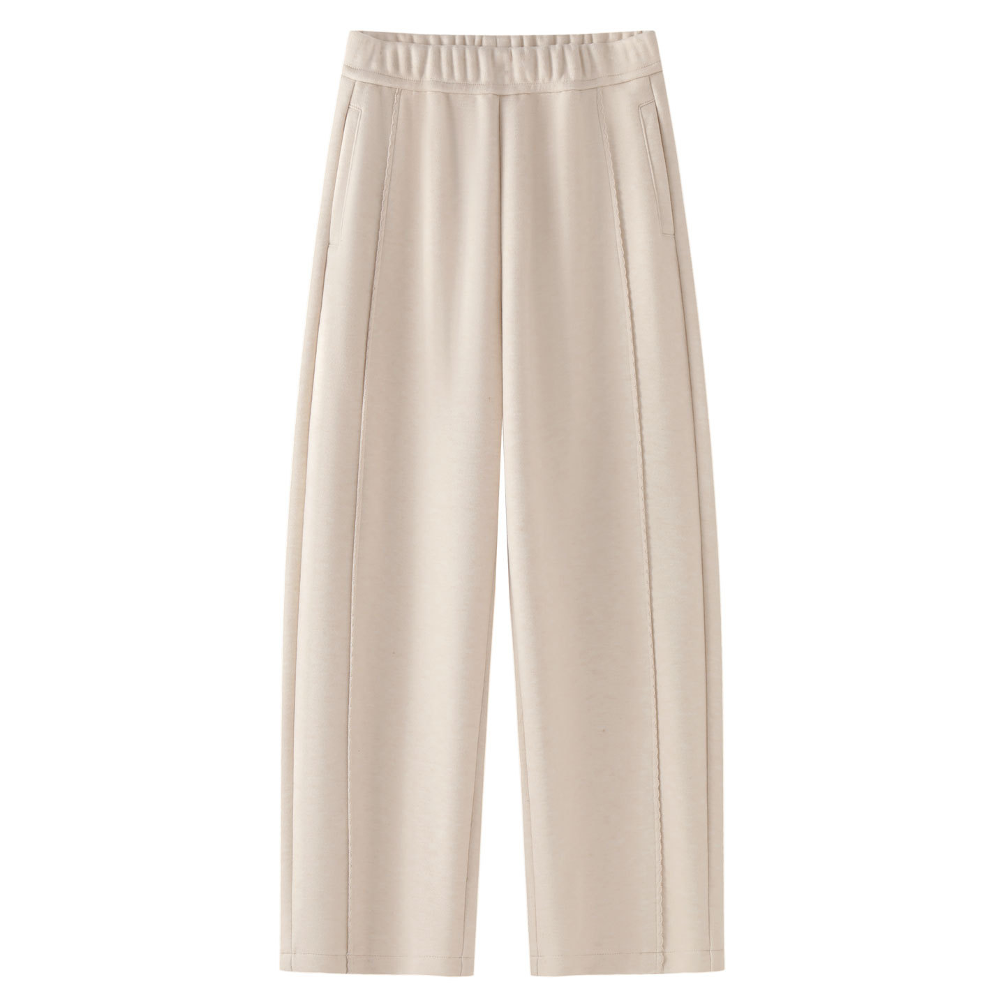 米白色毛呢休闲哈伦裤女2025秋冬款新款高腰宽松小个子九分弯刀裤