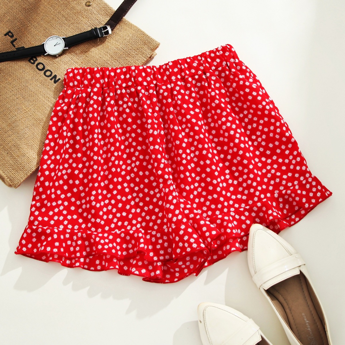 floral casual large size loose short skirt  NSGHY43720