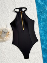 P 33296 Zipper One Piece Swimsuit Surfing Swimwear �������