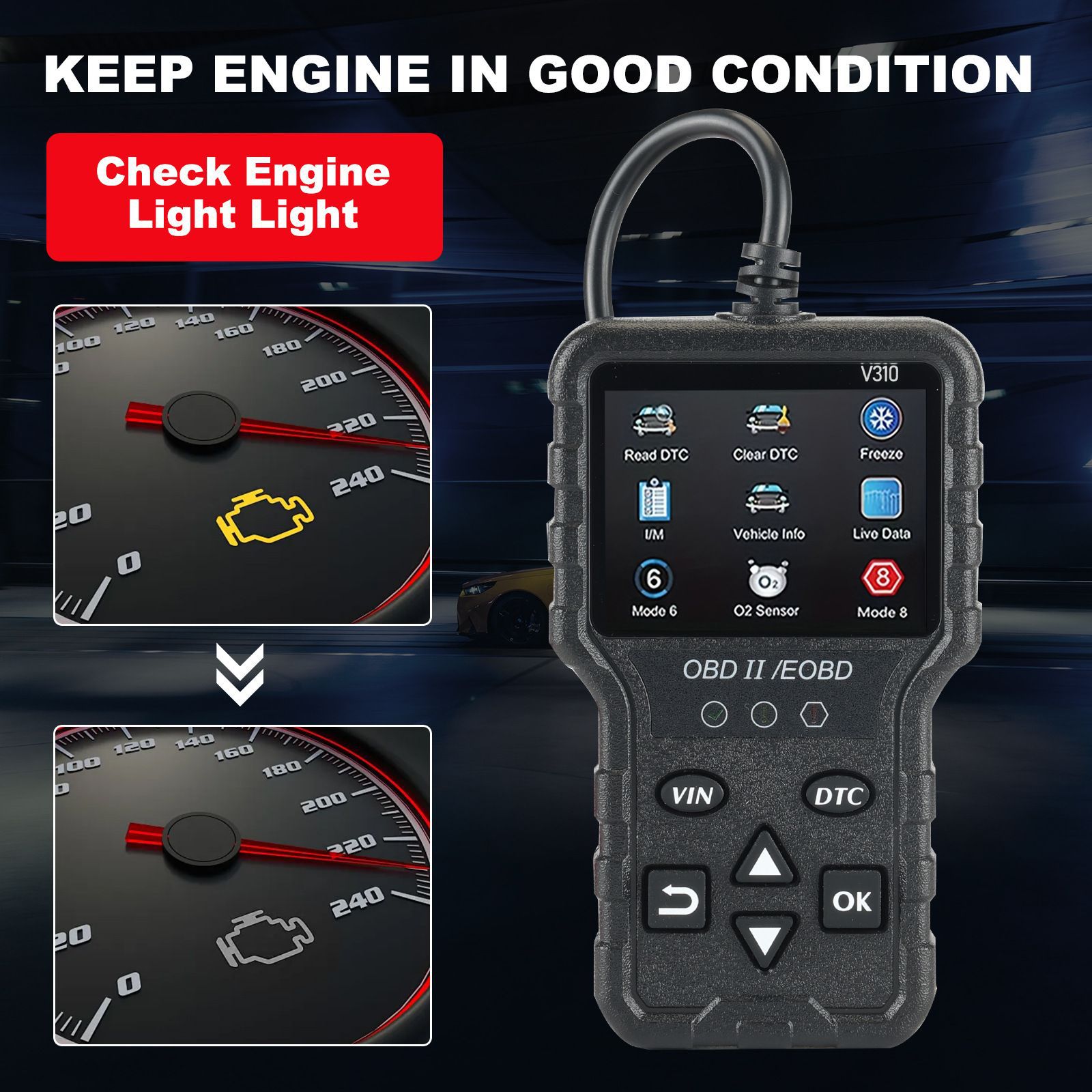 Car fault detector, OBD2 engine diagnostic tool, OBD diagnostic tool, car diagnostic instrument, OBD