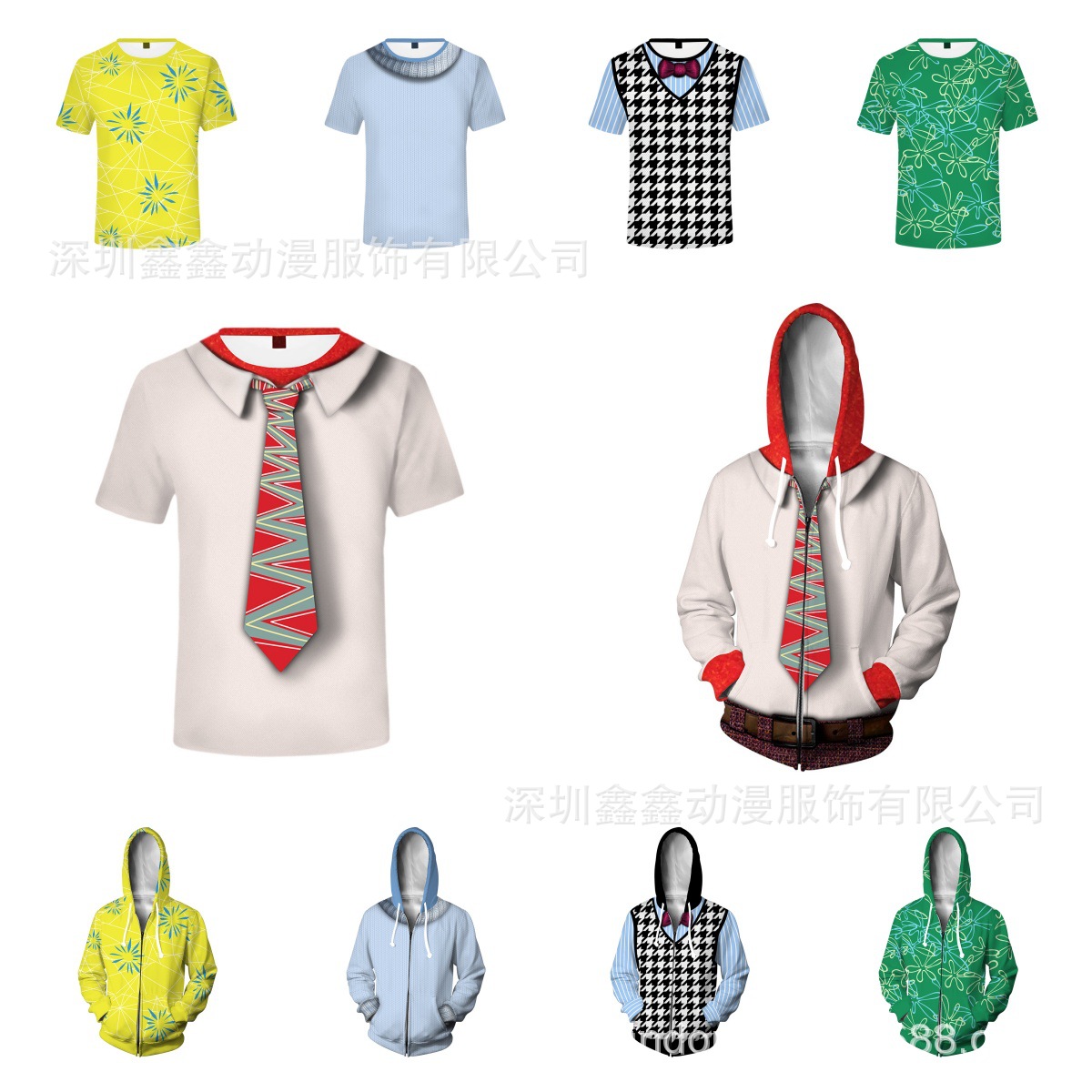 2024 Cross-border New Product Brain Secret Force 2 Movie Element Zipper Hoodie Men's 3D Printed Hoodie