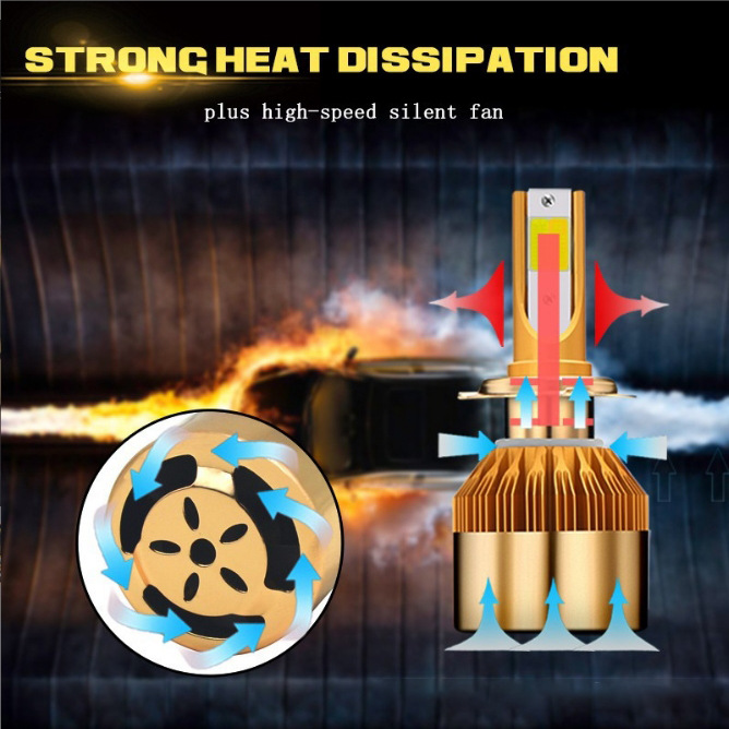 Faros LED de coche de tres colores C6 H1 H4 H7 9005 HB3 HB4 H8 H11 luces delanteras integradas lejanas y cercanas