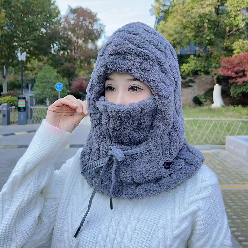 Gorro Lei Feng con Bufanda Integrada de Poliéster, Térmico, Cortavientos y Ajustable para Aire Libre en Invierno