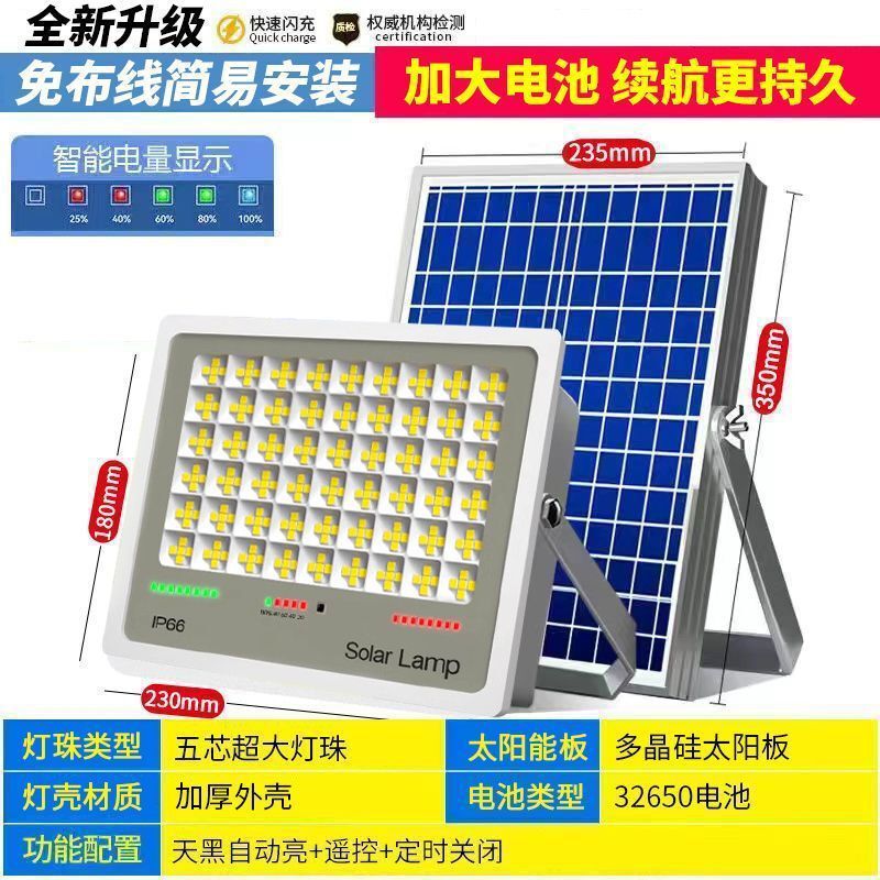 太阳能照明灯家用新款纳米投光灯LED超亮乡村庭院灯户外防水路灯|undefined