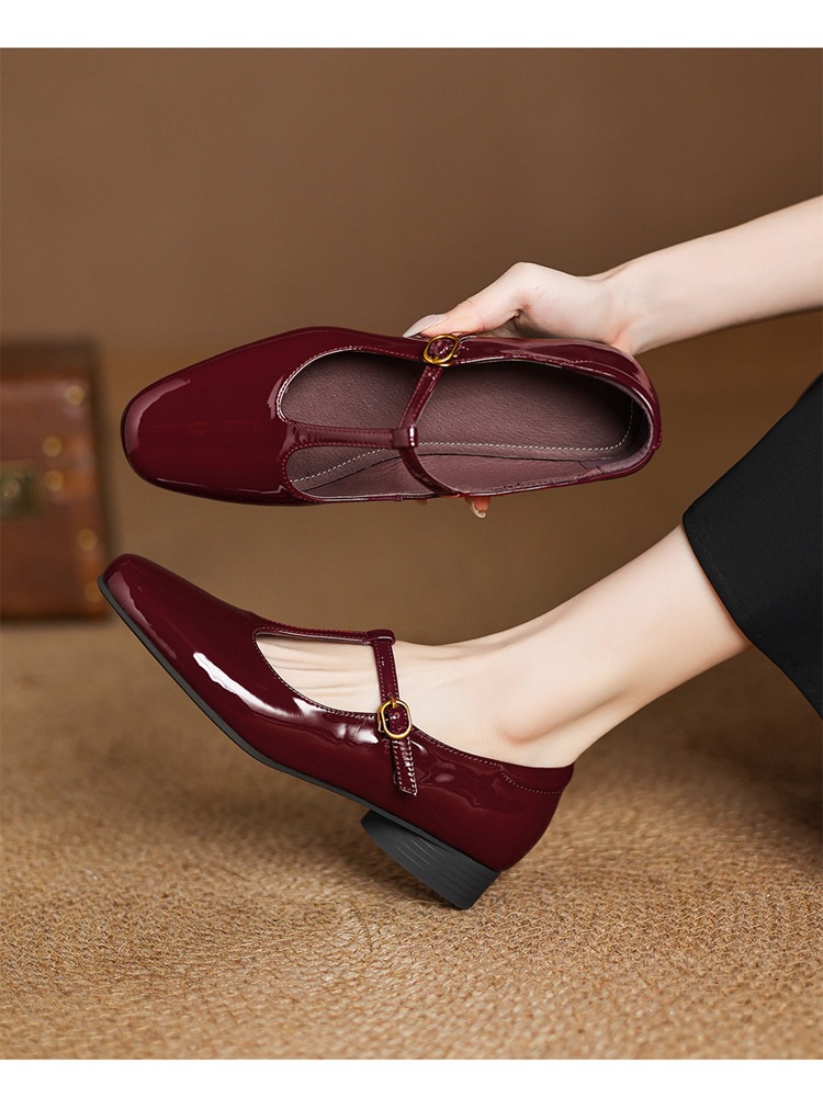 Giày Mary Jane nữ quai ngang có khóa gót thô thấp cỡ lớn 40-43 — Màu đen chi tiết 11
