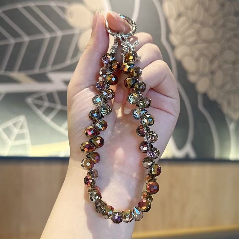 New Crystal Mobile Phone Beaded Light Luxury Key Chain Women's Exquisite High-end Accessories DIY Couple Mobile Phone Pendant Pendant