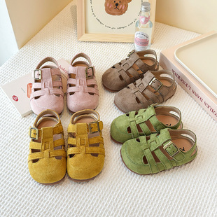 Children's Hollow Roman Sandals 2025 Summer New Korean Style Girls Thick-Soled Birkenstock Shoes Boys Baotou Beach Shoes