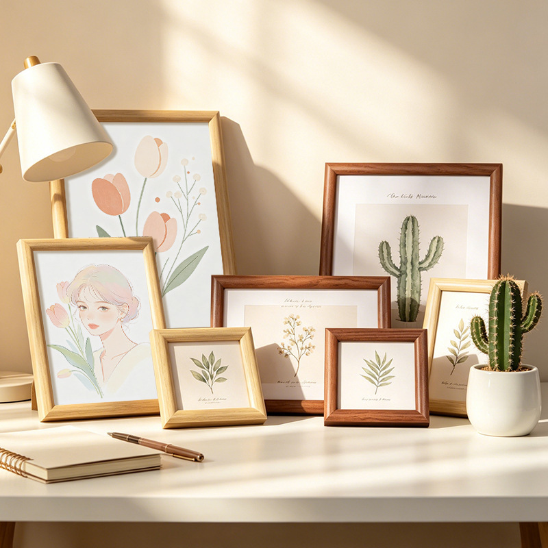 Simple Wooden Photo Frame Display Stand 5-Inch 6inch 7inch 8inch 10inch A4 Photo Wall Creative Design Factory Wholesale