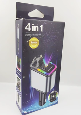 Mobil şarj cihazları Mobile Phone Super Fast Charging Atmosphere - 120w-starry-sky-lamp-apple-head-type-c-telescopic-cable-car-charger-color-box