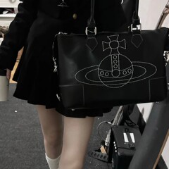 2025新款土星朋克机车中古西太后复古通勤大容量单肩斜挎托特包女