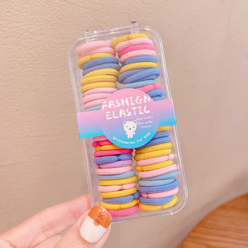 Caja de bebés correa de goma de color no daña el cabello bebé anillo de cabello duradero pequeña cuerda de cabeza de niña correa de goma para niños