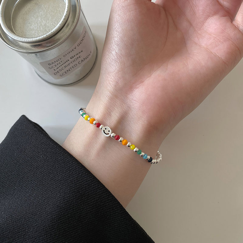 Rainbow silver bracelet handmade