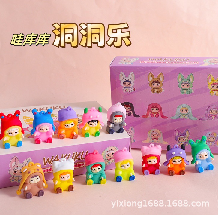 Nuevos productos transfronterizos Wakuku serie de fiesta Dongdong Le caja ciega llaverillo moda juegan colgante hecho a mano muñeca encantadora