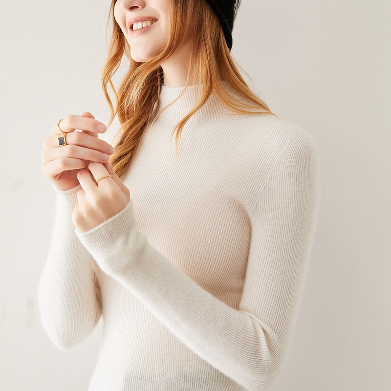 First Line Garment Seamless Cashmere Sweater Women's 100 Pure Cashmere Half-turtleneck Drawdown Loose Pullover Sweater Base Shirt