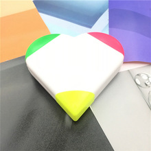 心形创意荧光笔爱心形三色卡通荧光笔学生标记涂鸦记号笔厂家批发