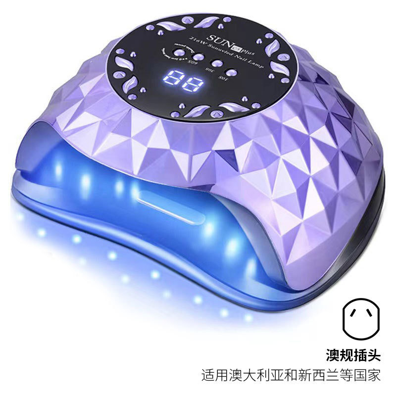Lámpara de uñas de alta potencia Amazon de 216W, lámpara de fototerapia para uñas, secado rápido, lámpara de curado de gel para uñas de salón, lámpara de curado de esmalte de uñas, transfronteriza