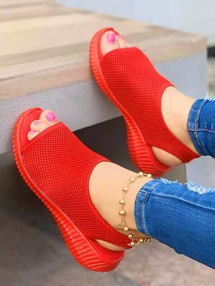 Summer knitted sandals platform, shoes, 2022, plus size