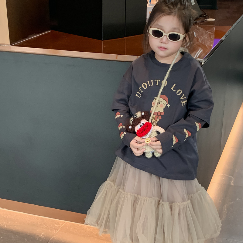 Nuevo popular salchicha boca muñeca ganchillo mochila caricatura lindos niños mochila accesorios móviles bolsas de lana