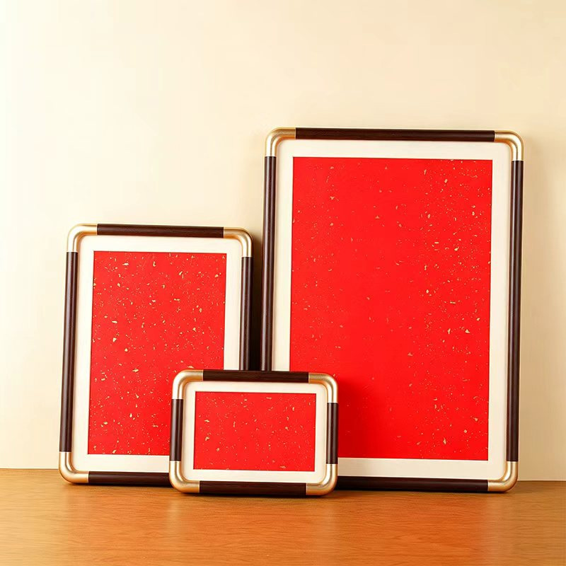Imitation copper corner picture frame display stand 6inch calligraphy and painting wall hanging frame 8inch A4 gold-leaf paper hollow frame empty frame wholesale
