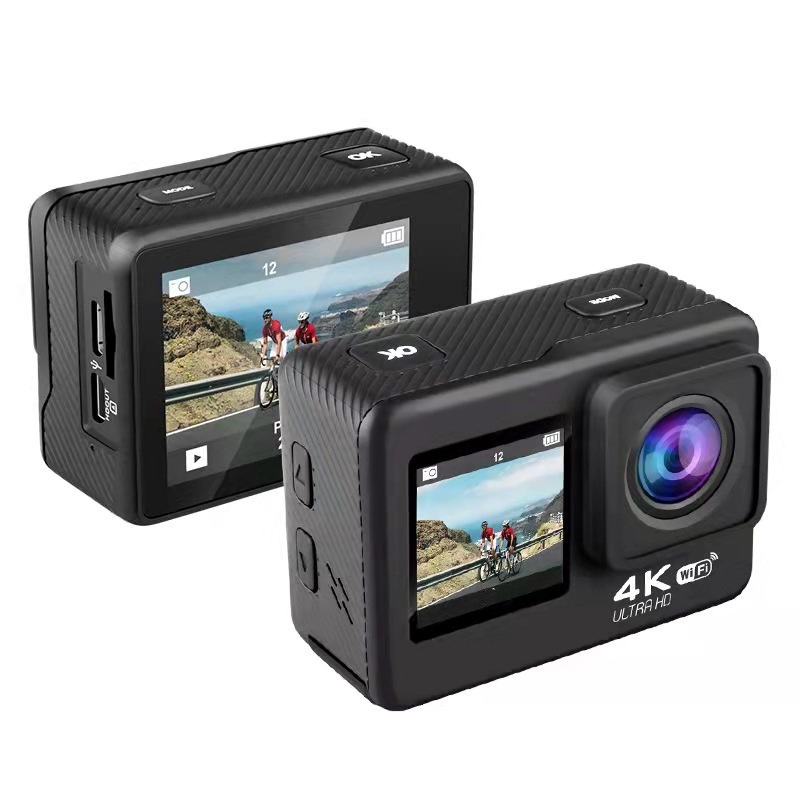 Dual-Screen 4K60FPS Action Camera – Waterdichte sportcamera met wifi, EIS-stabilisatie en 2-inch kleurenscherm_voghion.com