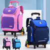 wholesale new pattern pupil stairs pull rod schoolbag Lightening Spinal Shoulders children knapsack Printing logo