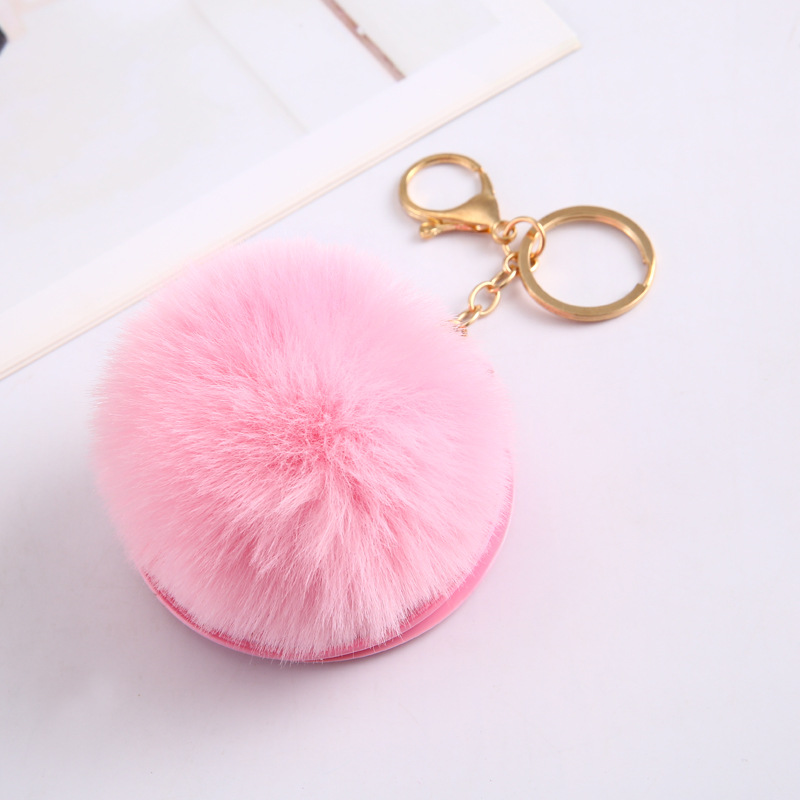 Fashion Round Pu Leather Alloy Plush Plating Bag Pendant Keychain display picture 4