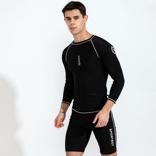 Men's swimsuit suit split long-sleeved sun protection quick-drying fat boy adult large size swimming training suit manufacturer batch