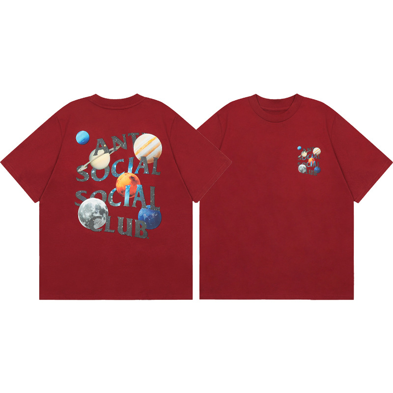 Versión correcta ASSC Club de dibujos animados relámpago impresión conjunta cuello redondo de los hombres Jersey pareja manga corta Camiseta moda