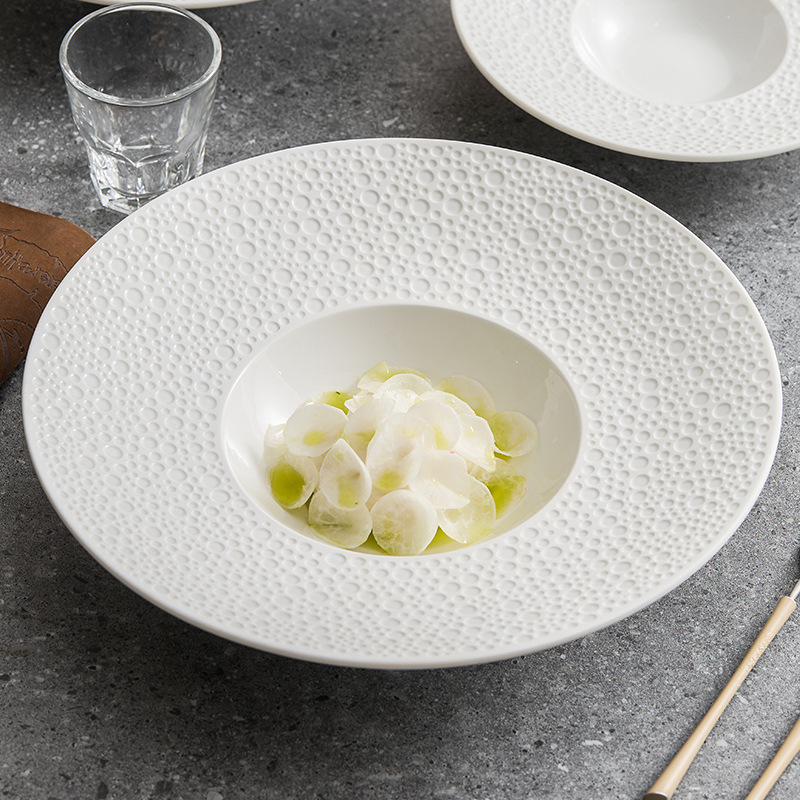 Straw hat plate pasta plate hotel restaurant Western plate creative white porcelain artistic dish plate deep soup plate Straw hat plate pasta plate hotel restaurant Western plate creative white porcelain artistic dish plate deep soup plate