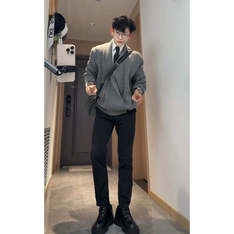 [Эксклюзивно для Sequence 77] Мужской свитер-кардиган Dao Pai, весна и осень, элитный вязаный свитер с v-образным вырезом Lazy, куртка в американском стиле.