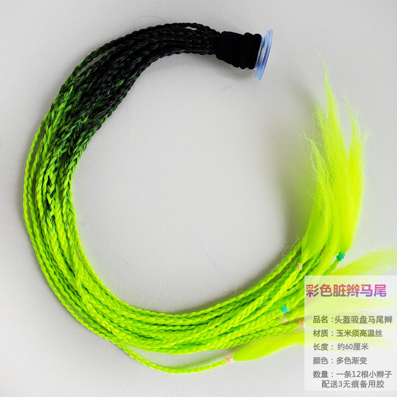 Auto Parts and Accessories | Kucai Cup Braids Motorcycle - black-green-12-ponytails