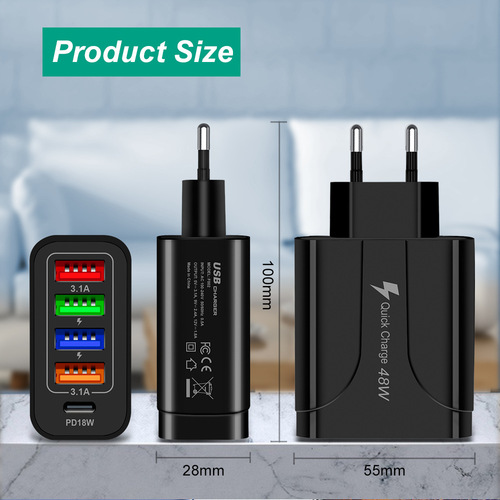 Multi-port USB+PD charger European, American and British multi-functional travel charging head tablet phone adapter cross-border supply