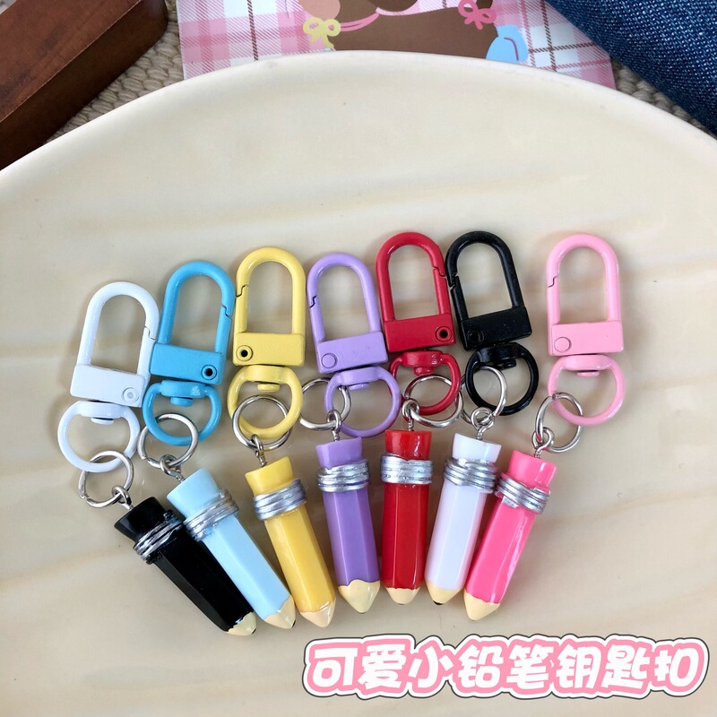 Cute Little Pencil Keychain Ins Sweet Girly Heart School Bag Pendant Bestie Gift Pink Hanging Jewelry Accessories