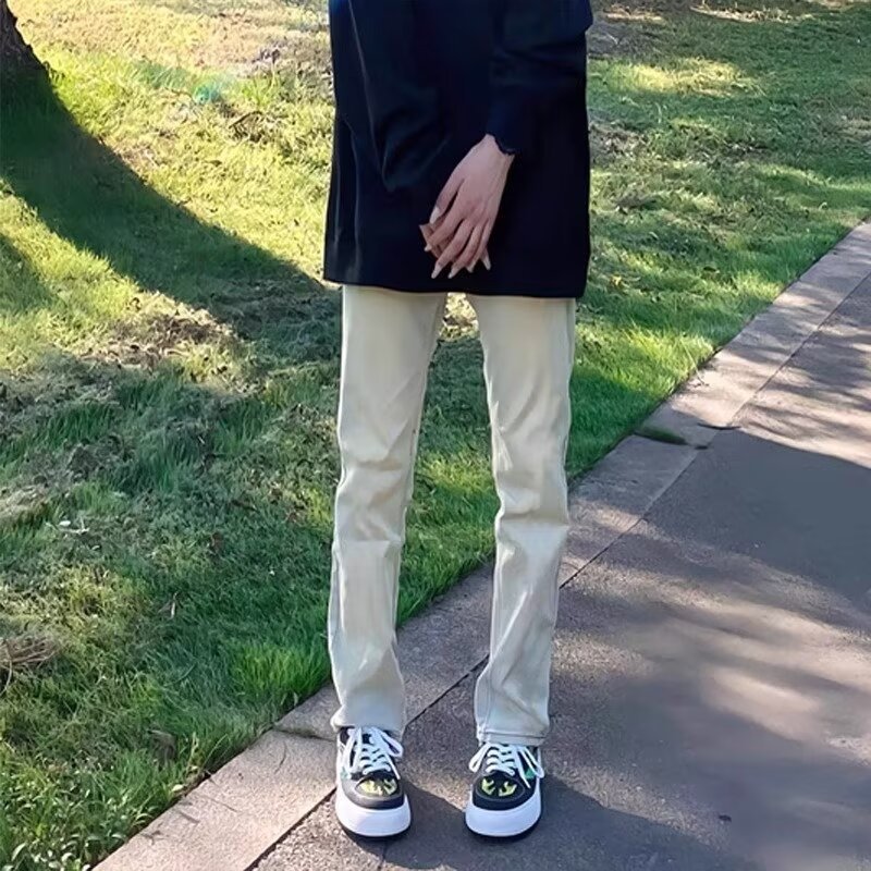 Vaqueros guapos de todo fósforo de la calle americana pantalones holgados de hollín casuales rectos para hombres