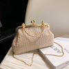 Trend straw shoulder bag, summer woven one-shoulder bag, chain, 2023 collection, chain bag