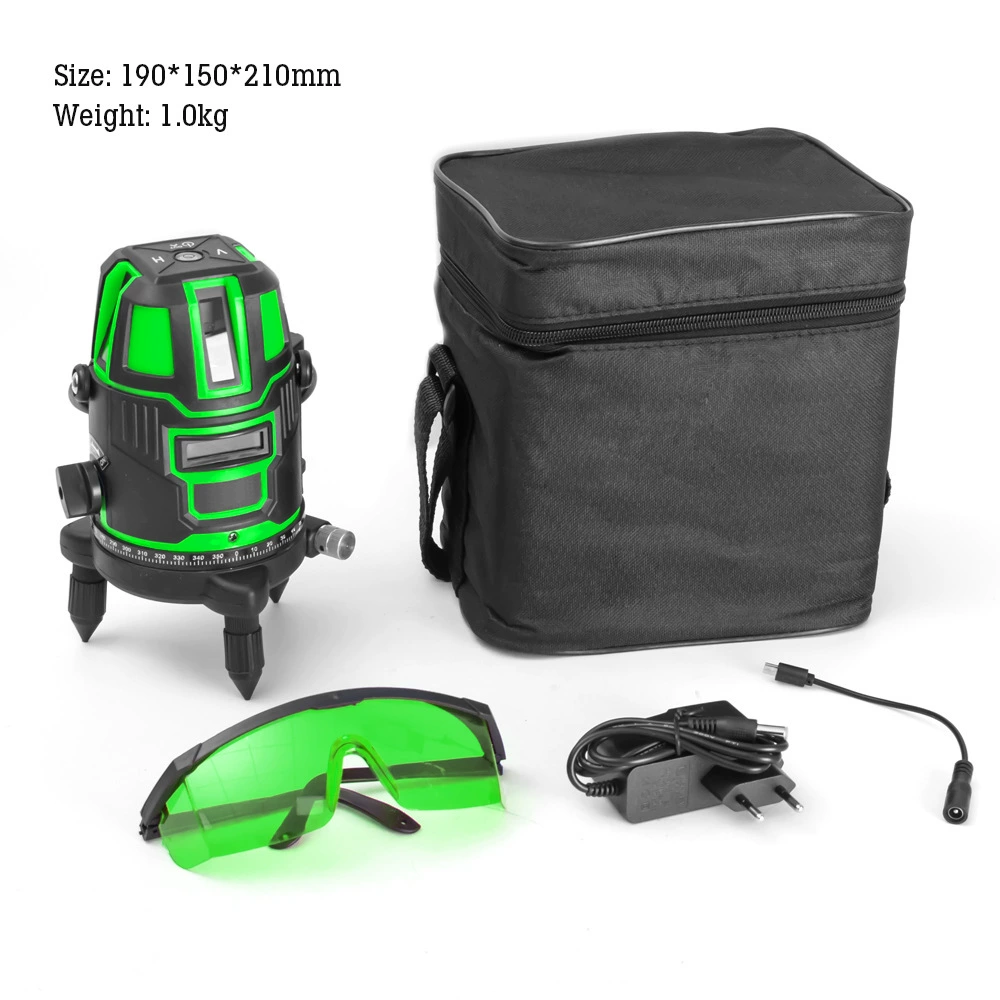 Laser Level (Hilda) 5-line Self-leveling, Red/Green/Yellow Laser, Separate Battery Option