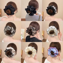 高级感气质马尾发圈盘发丸子头发饰韩国轻时尚纱多层大肠发圈批发