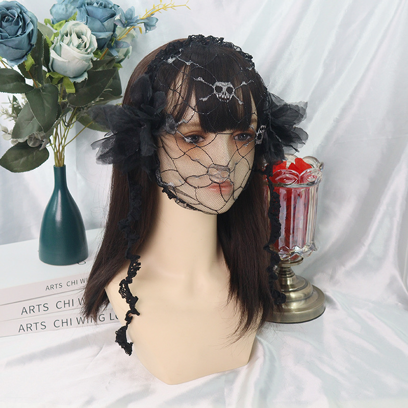 Amazon transfronterizo de encaje negro velos de cabello agujeros grandes toque de malla foto de fiesta de belleza TK
