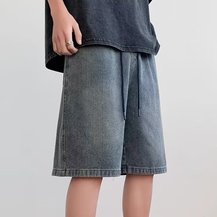 Pantalones cortos de mezclilla con patrón de cielo estrellado Casual 2024 Verano Nuevo estilo Marca de moda Pantalones de calle Pantalones vaqueros de cinco puntos sueltos rectos