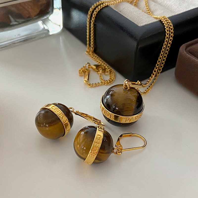 Collana con ciondolo in pietra occhio di tigre lunga stile retrò_voghion.com
