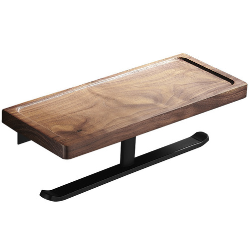 Light luxury solid wood bathroom foldable towel rack towel rack hanging bathroom storage rack black bathroom set