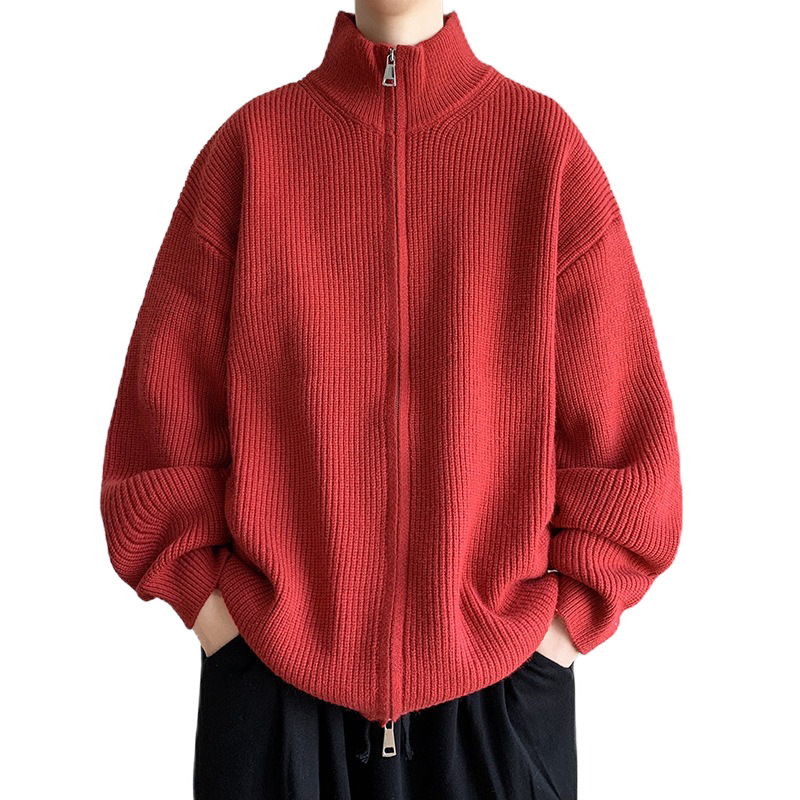 Explosiones transfronterizas de tamaño europeo suéter cardigan camisa de punto de color sólido para hombres y mujeres chaqueta con cremallera fábrica de moda al por mayor