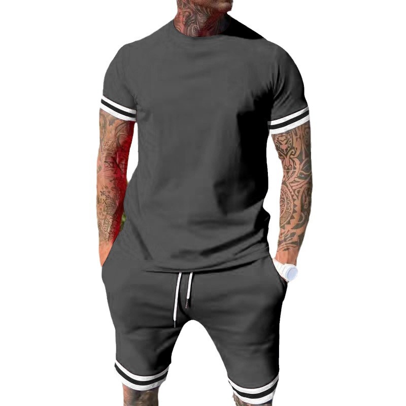 2024 estación independiente Amazon pantalones cortos de manga corta de dos piezas de ocio deportes juventud europeo y americano traje de primavera-verano