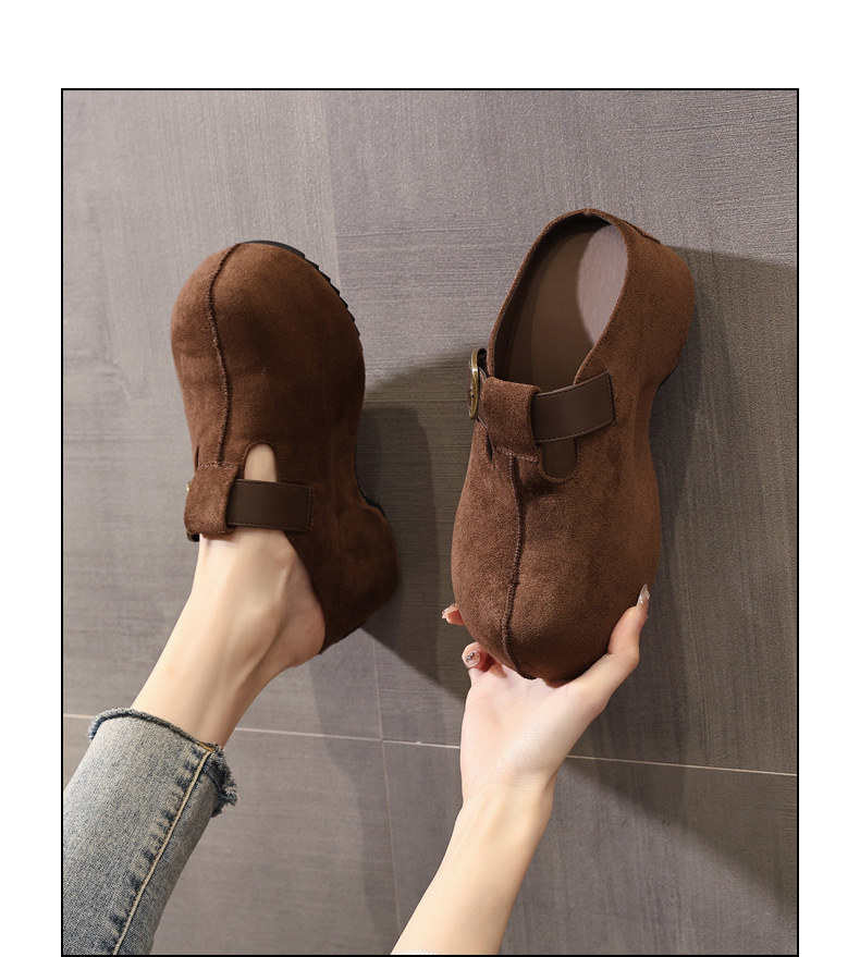 Dép lê nữ Birkenstock đế xuồng HY1009 thời trang mùa thu, đế dày, nâng chiều cao, kiểu lười, mũi kín — con lạc đà chi tiết 14