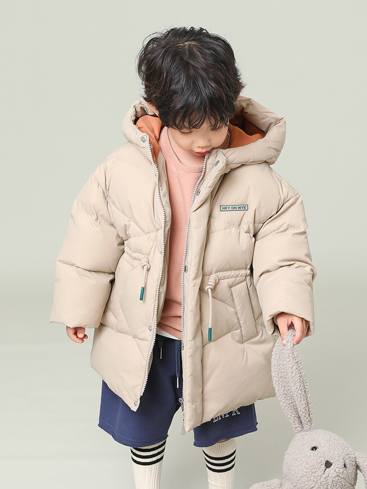 Children's long velvet winter down jacket for boys