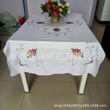 新疆维族白色棉布十字绣花床单枕套桌布桌旗被罩工厂批发零售